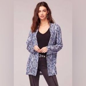 Band of Gypsies Blue Snake Print Unstructured Blazer L